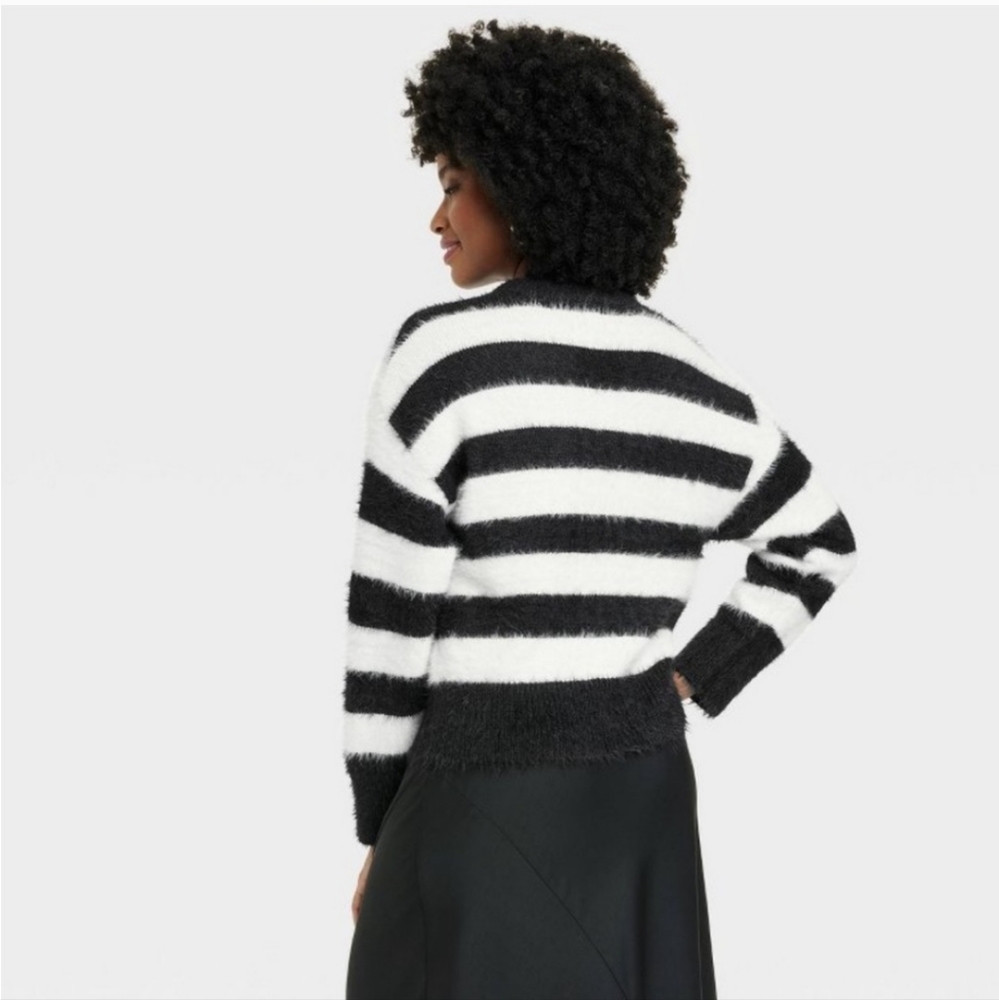 A new day Women's Long Sleeve Striped Crewneck Pullover Sweater - Picture 2 of 13